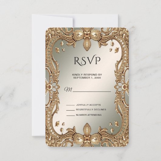 Gold  Lijst RSVP-kaart RSVP Kaartje (Voorkant)
