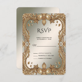 Gold Lijst RSVP-kaart RSVP Kaartje