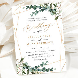Gold Lijst Rustic Waterverf Greenery Wedding Kaart