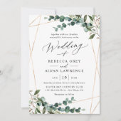 Gold Lijst Rustic Waterverf Greenery Wedding Kaart (Voorkant)