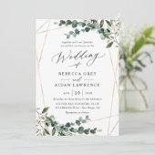 Gold Lijst Rustic Waterverf Greenery Wedding Kaart (Staand voorkant)
