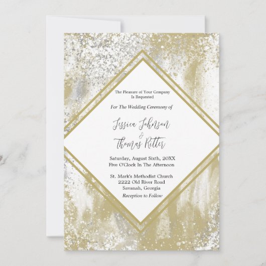 Gold Lijst Silver & Gold Spletters Abstract huweli Kaart (Voorkant)