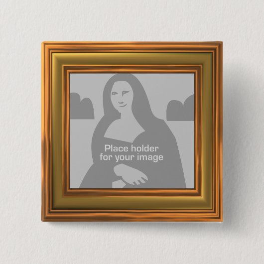 Gold Lijst Sjabloon Vierkante Button 5,1 Cm (Voorkant)