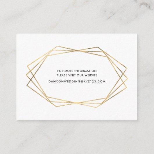 Gold Lijst Sla de datum op de huwelijkswebsite Informatiekaartje (Achterkant)