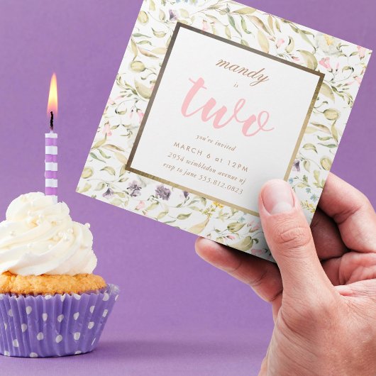 Gold Lijst Spring Boho Wildflower Pampas Birthday Kaart