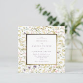 Gold Lijst Spring Boho Wildflower Pampas Wedding Kaart (Staand voorkant)