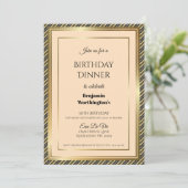 Gold Lijst Striped 30th Birthday Dinner Invitation Kaart (Staand voorkant)