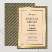 Gold Lijst Striped 30th Birthday Dinner Invitation Kaart (Voorkant / Achterkant)