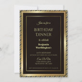 Gold Lijst Striped 30th Birthday Dinner Invitation Kaart (Voorkant)