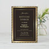 Gold Lijst Striped 30th Birthday Dinner Invitation Kaart (Staand voorkant)