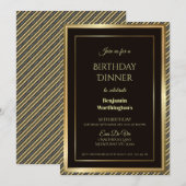 Gold Lijst Striped 50th Birthday Dinner Invitation Kaart (Voorkant / Achterkant)