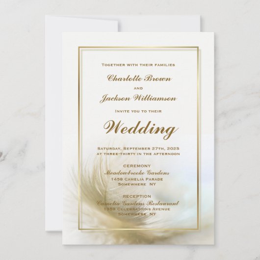 Gold Lijst Veather Wedding Kaart (Voorkant)