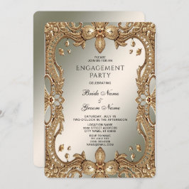 Gold Lijst Verloving Uitnodiging