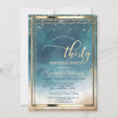 Gold Lijst Waterverf Splash 30e verjaardag Kaart (Voorkant)