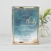 Gold Lijst Waterverf Splash 30e verjaardag Kaart (Staand voorkant)