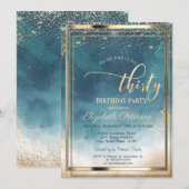 Gold Lijst Waterverf Splash 30e verjaardag Kaart (Voorkant / Achterkant)