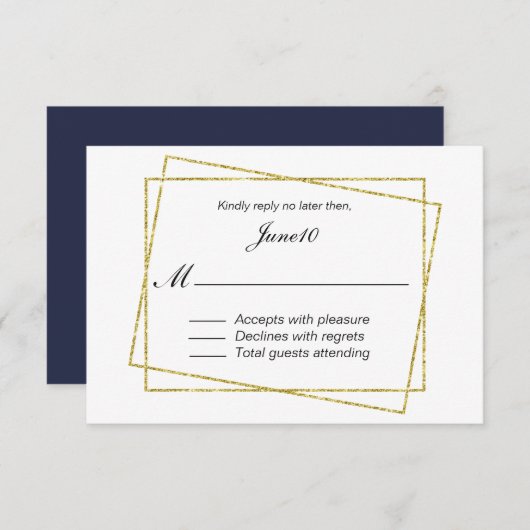 Gold Lijst Wedding RSVP (Voorkant / Achterkant)