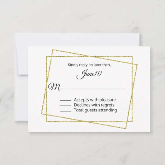 Gold Lijst Wedding RSVP Kaartje (Voorkant)