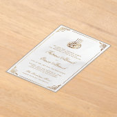 Gold Lijst  Wit-islamitische bruiloft Acryl Uitnodigingen (Laagn)