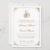 Gold Lijst  Wit-islamitische bruiloft Kaart (Voorkant)