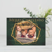 Gold Lijsten op Pine Branches kerstfoto Feestdagenkaart (Staand voorkant)