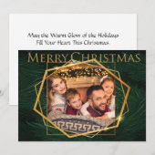 Gold Lijsten op Pine Branches kerstfoto Feestdagenkaart (Voorkant / Achterkant)