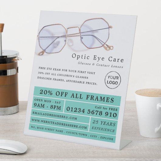 Gold Lijsten, Opticien, Technical Practitioner Reclamebord Met Voetstuk (Insitu)