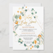 Gold Lily Eucalyptus Natuur | Virtueel Baby shower Kaart (Voorkant)