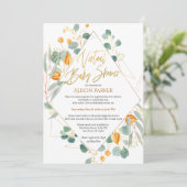 Gold Lily Eucalyptus Natuur | Virtueel Baby shower Kaart (Staand voorkant)