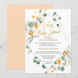 Gold Lily Eucalyptus Natuur | Virtueel Baby shower Kaart