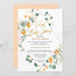 Gold Lily Eucalyptus Natuur   Virtueel Baby shower Kaart