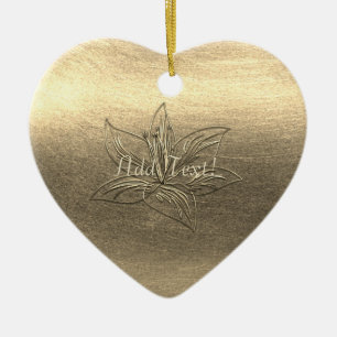  Gold Lily Flower Floral Voeg Ornament tekst toe
