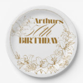 Gold Lily thema Volwassenenfeest Papieren Bordje (Voorkant)