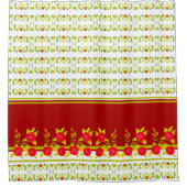 Gold Lime Green en Bourgogne Douchegordijn (Voorkant)