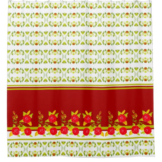Gold Lime Green en Bourgogne Douchegordijn (Voorkant)