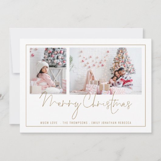Gold Line 2 Photo Script Merry Kerstmis Kaart (Voorkant)