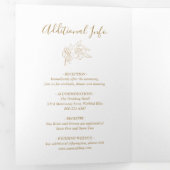 Gold Line Art Floral Elegante bruiloft Drieluik Uitnodiging (Binnenzijde eerst)