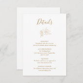 Gold Line Art Floral Elegante bruiloft Informatiekaartje (Voorkant / Achterkant)