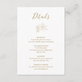 Gold Line Art Floral Elegante bruiloft Informatiekaartje