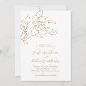 Gold Line Art Floral Elegante bruiloft Kaart (Voorkant)