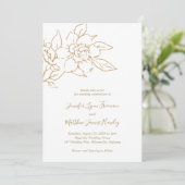 Gold Line Art Floral Elegante bruiloft Kaart (Staand voorkant)