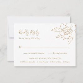 Gold Line Art Floral Elegante bruiloft RSVP Kaartje