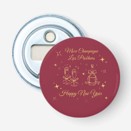 Gold Line Art New Year Design Button Flesopener