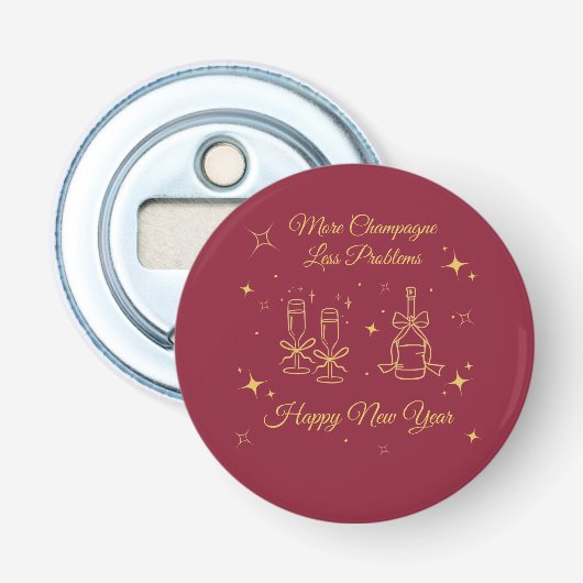 Gold Line Art New Year Design Button Flesopener (Voorkant)