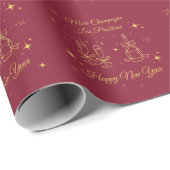 Gold Line Art New Year Design Cadeaupapier (Rol Hoek)