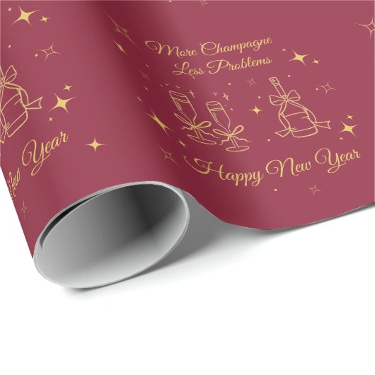 Gold Line Art New Year Design Cadeaupapier (Rol Hoek)