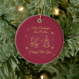 Gold Line Art New Year Design Keramisch Ornament