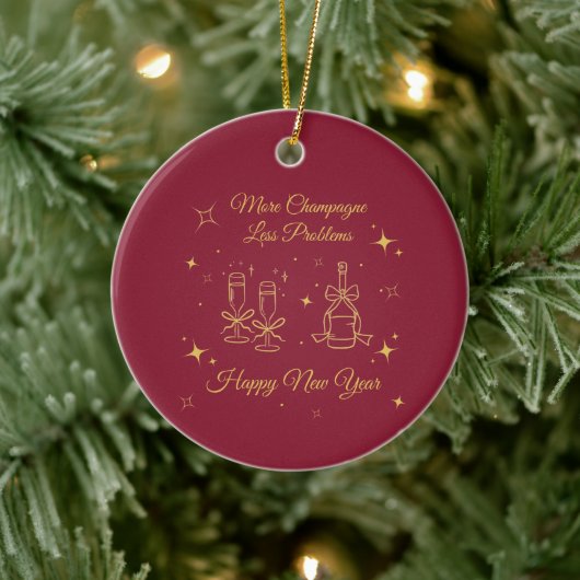 Gold Line Art New Year Design Keramisch Ornament (Boom)