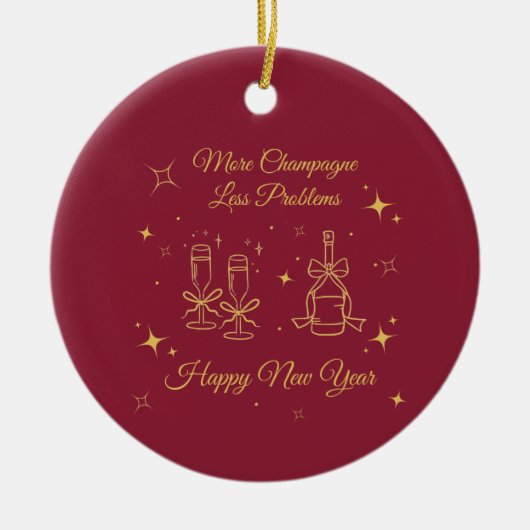 Gold Line Art New Year Design Keramisch Ornament (Voorkant)