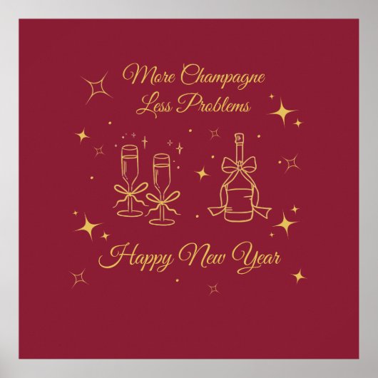 Gold Line Art New Year Design Poster (Voorkant)